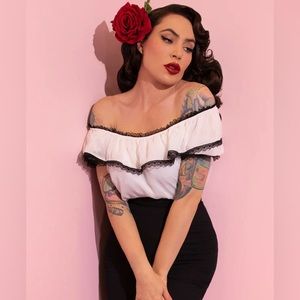 Vixen by Micheline Pitt Chiffon Peasant Top